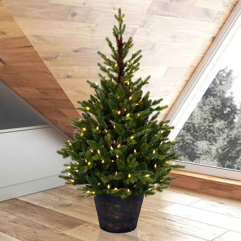 4ft. Pre-Lit Reeder Pine Artificial Christmas Tree, White LED Lights