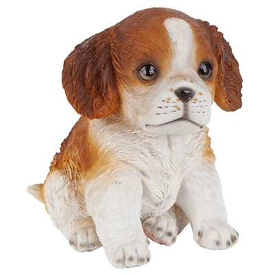 Design Toscano 6" & White Cavalier King Charles Puppy Partner Collectible Dog Statue