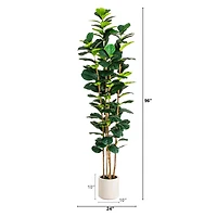 8ft. Artificial Fiddle Leaf Tree in Decorative White Planter