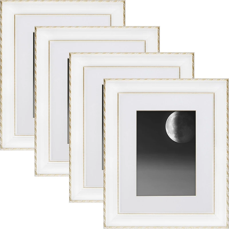 4 Pack Craig Frames Victoria White & Gold Picture Frame with Mat