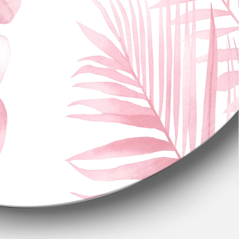 Designart - Blush Pinkeucalyptus and Palm Branches - Shabby Chic Metal Circle Wall Art