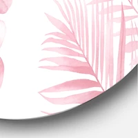 Designart - Blush Pinkeucalyptus and Palm Branches - Shabby Chic Metal Circle Wall Art
