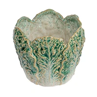 Hello Honey® 5.75" Green Reactive Glaze Embossed Stoneware Cabbage Planter