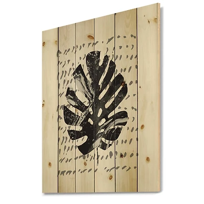 Designart - Minimal Tropical Palm Leaf On Grunge Texture