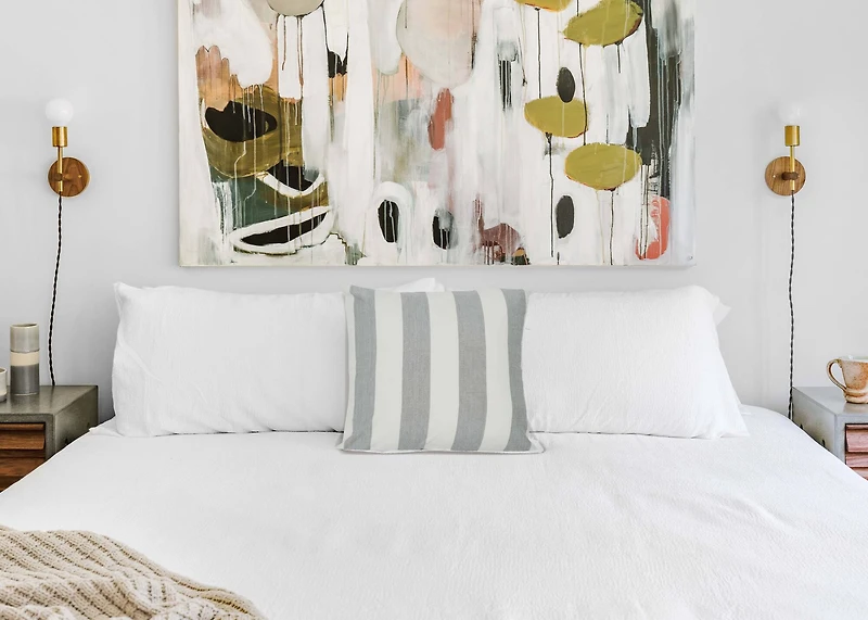 Hello Honey® 20'' Square Gray Striped Cotton Pillow Cover