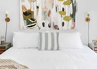 Hello Honey® 20'' Square Gray Striped Cotton Pillow Cover