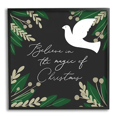 Stupell Industries Magic Of Christmas Botanical Dove Framed Giclee Art