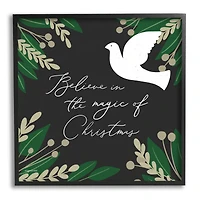 Stupell Industries Magic Of Christmas Botanical Dove Framed Giclee Art