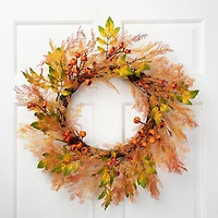 24" Berry & Leaves Fall Harvest Wreath