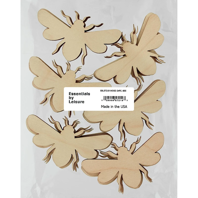 Essentials by Leisure Arts Flat Wood Bee, 24ct.