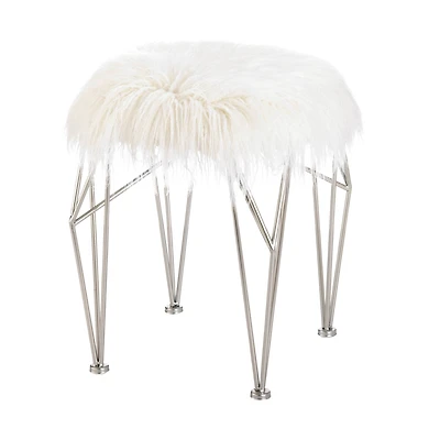 18" Fur Stool with Prism Legs