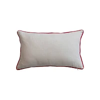 Hello Honey® 20" x 12" Embroidered How to Fa La La Cotton Slub Lumbar Pillow with Red Piping