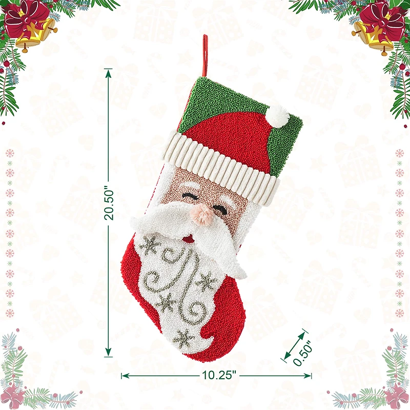 Glitzhome® 20.5" Santa Hooked Stocking