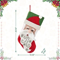 Glitzhome® 20.5" Santa Hooked Stocking