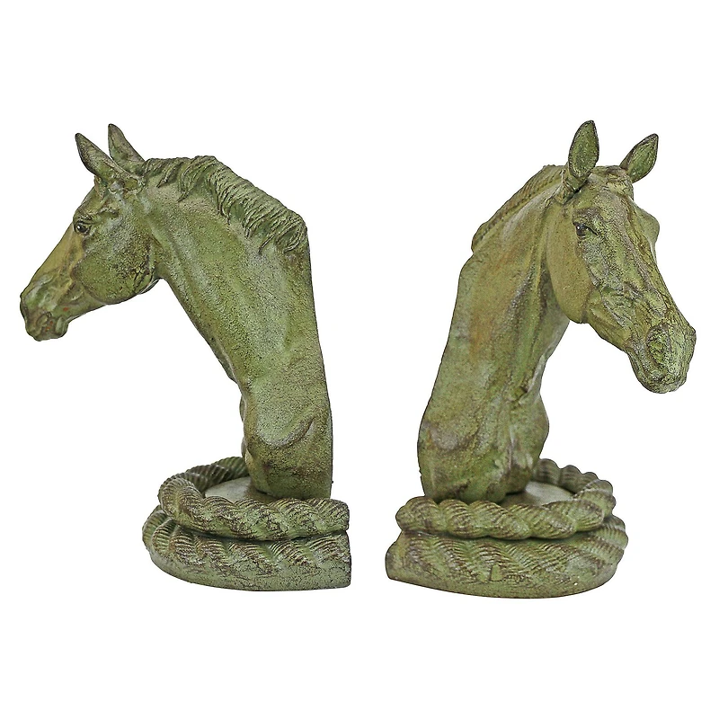 9.5" Equestrian Elegance Metal Sculptural Bookend Set