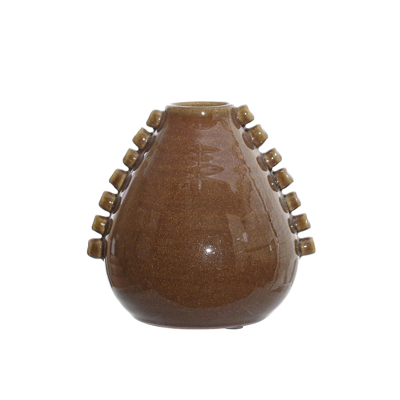 Hello Honey® 7" Brown Terra Cotta Vase with Hobnails
