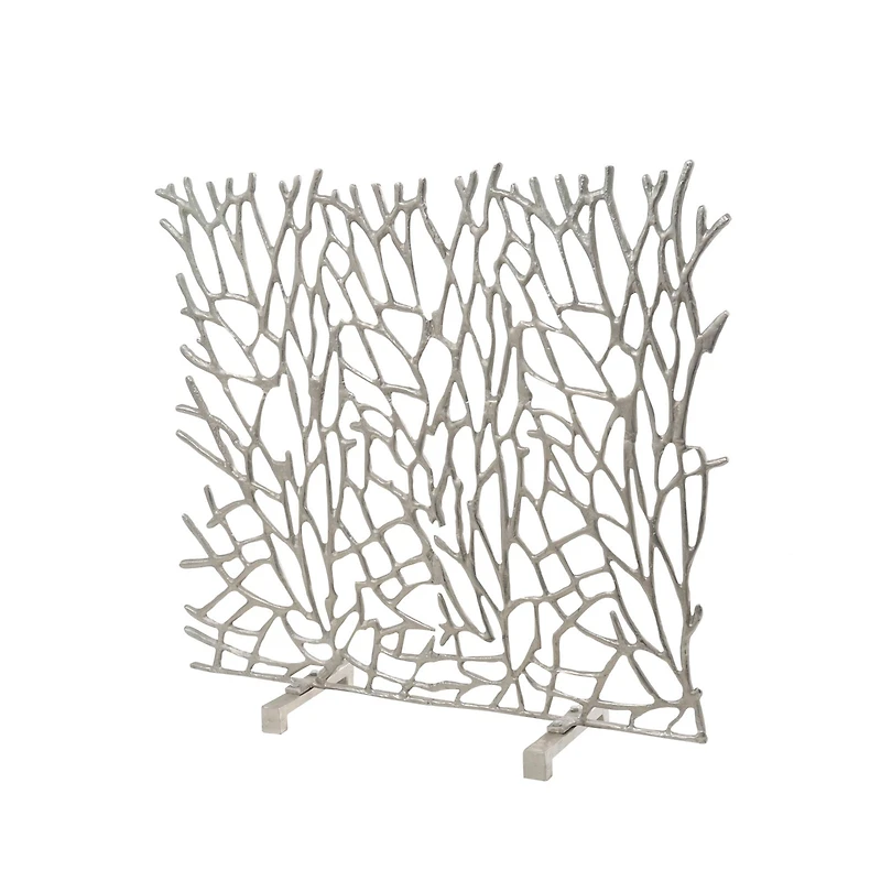 Coral Inspired Single Panel Aluminum Fireplace Screen