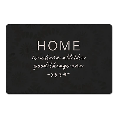 Black Home Is Where the Good Things Are Floor Mat, 18" x 27"