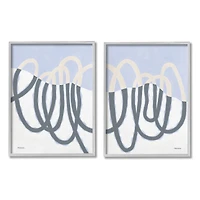 Stupell Industries Contrasting Wave Line Abstract Blue Nautical Painting Framed Wall Art
