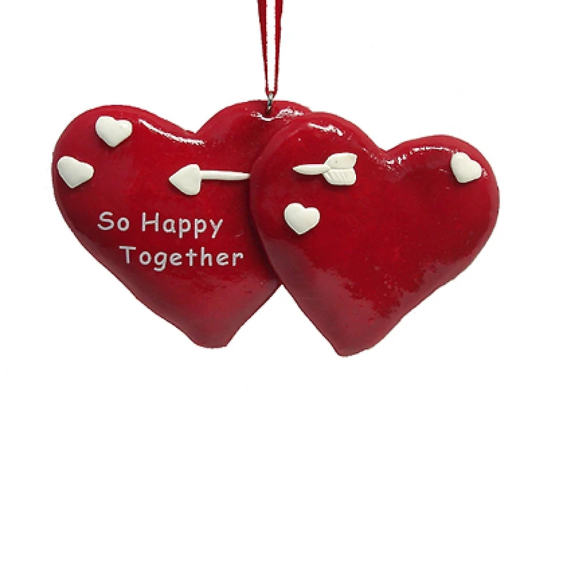 4.25" Red & White So Happy Together Hearts Valentine's Day Ornaments, 24ct.