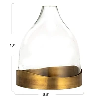Hello Honey® 10" Clear & Antique Sophisticated Glass Cloche with Metal Tray