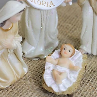 11-Piece Glittered Ivory and Cream Christmas Nativity Figure Set