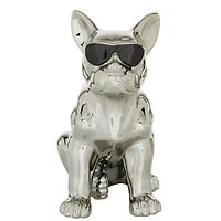 CosmoLiving by Cosmopolitan Silver Ceramic Glam Sculpture, Dog 12" x 6" x 10"