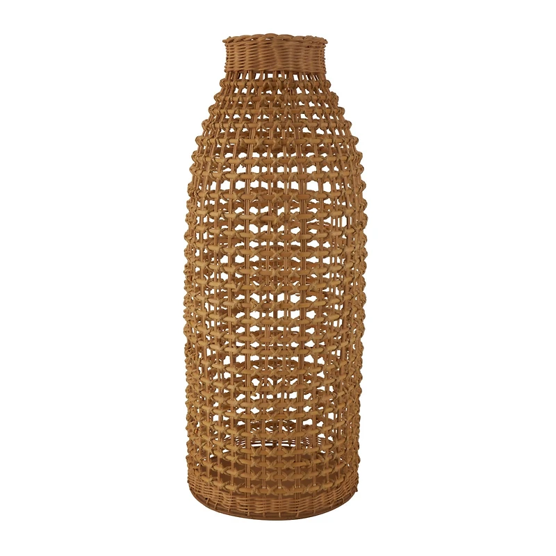 30.5" Brown Open Frame Woven Rattan Vase