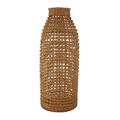 30.5" Brown Open Frame Woven Rattan Vase