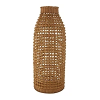 30.5" Brown Open Frame Woven Rattan Vase