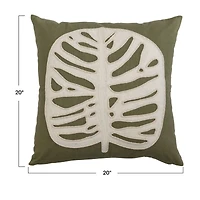 Hello Honey® Green & Cream Embroidered & Applique Leaf Pillow Cover