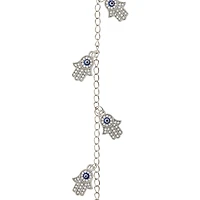 Silver Rhinestone Hamsa Metal Hand Beads, 21mm by Bead Landing™