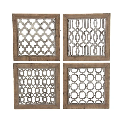 19" Brown Wood Farmhouse Abstract Wall Decor, 4ct.