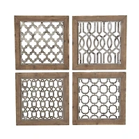 19" Brown Wood Farmhouse Abstract Wall Decor, 4ct.