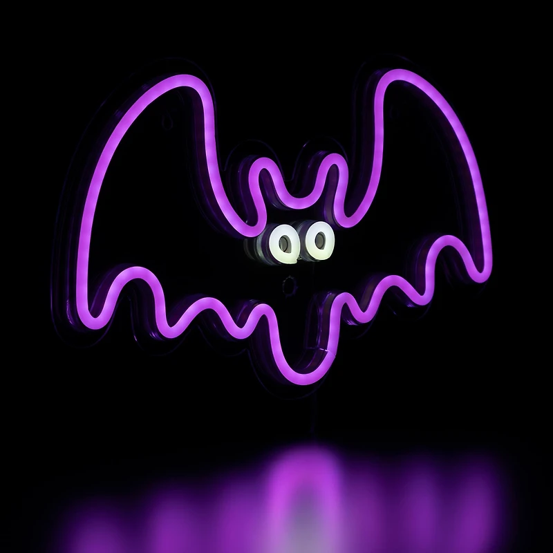 15" Purple LED Neon Style Purple Bat Halloween Window Silhouette