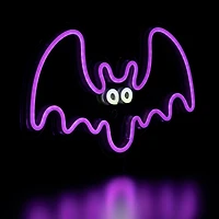 15" Purple LED Neon Style Purple Bat Halloween Window Silhouette