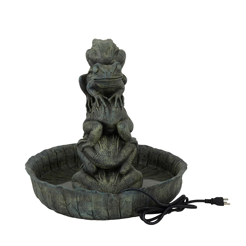 Green Resin Rustic Fountain, 19" x 20" x 19"