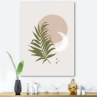Designart - Abstract Sun and Moon With Green Leaf II