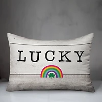 Lucky Wood Slats Rainbow 14" x 20" Throw Pillow