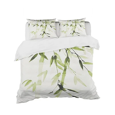 Designart 'Simplist Bamboo Leaves II' Cottage Bedding Set