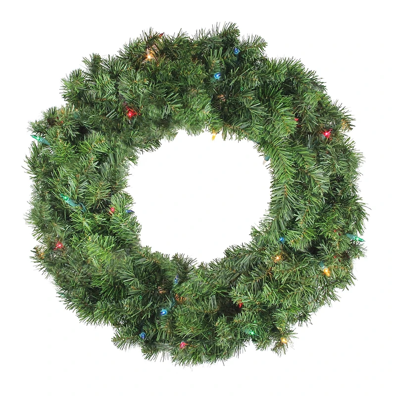 24" Pre-Lit Canadian Pine Artificial Christmas Wreath
