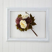 16" Purple & Cream Peony, Hydrangea & Dahlia Bush, 2ct.