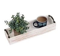 Mind Reader 16" Long Rustic Wooden Rectangular Serving Tray