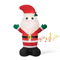 Glitzhome® 8ft. LED Lighted Musical Santa Inflatable Décor