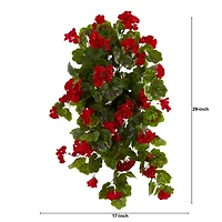 29" UV Resistant Geranium Artificial Hanging Plants, 2ct.