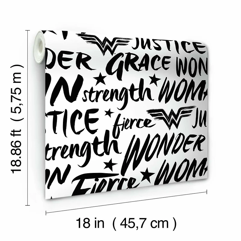 RoomMates Wonder Woman Script Peel & Stick Wallpaper