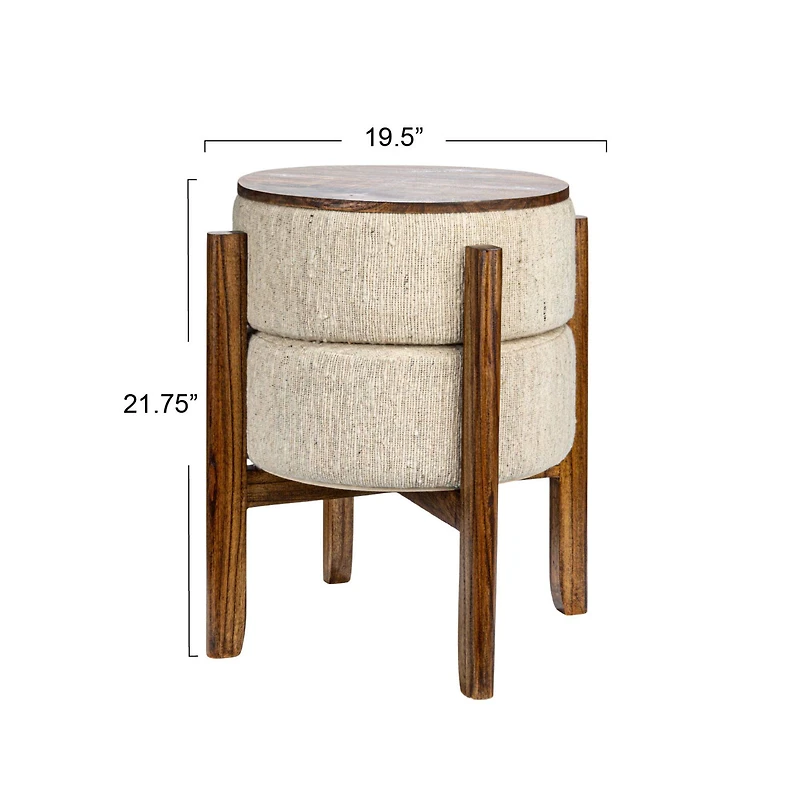 Hello Honey® 22" Woven Cotton & Wool Blend Table to Stool with Oak Wood Legs