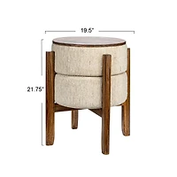 Hello Honey® 22" Woven Cotton & Wool Blend Table to Stool with Oak Wood Legs