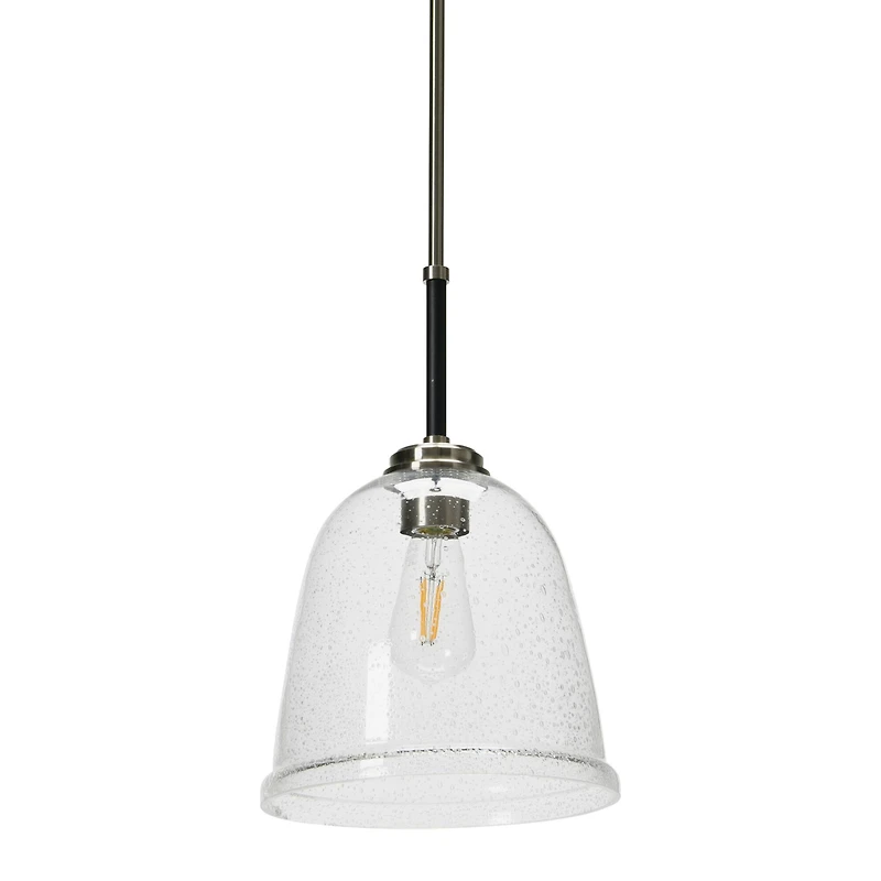 Hello Honey® Robert Stevenson Lighting Landry 11" Black & Nickel Seedy Glass & Metal Ceiling Light