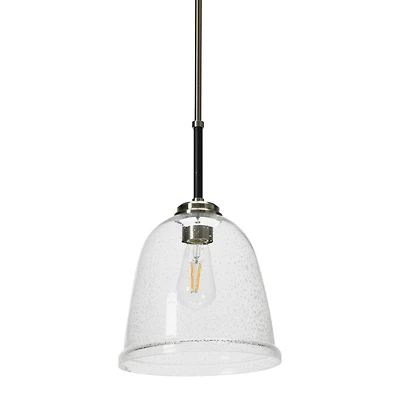 Hello Honey® Robert Stevenson Lighting Landry 11" Black & Nickel Seedy Glass & Metal Ceiling Light